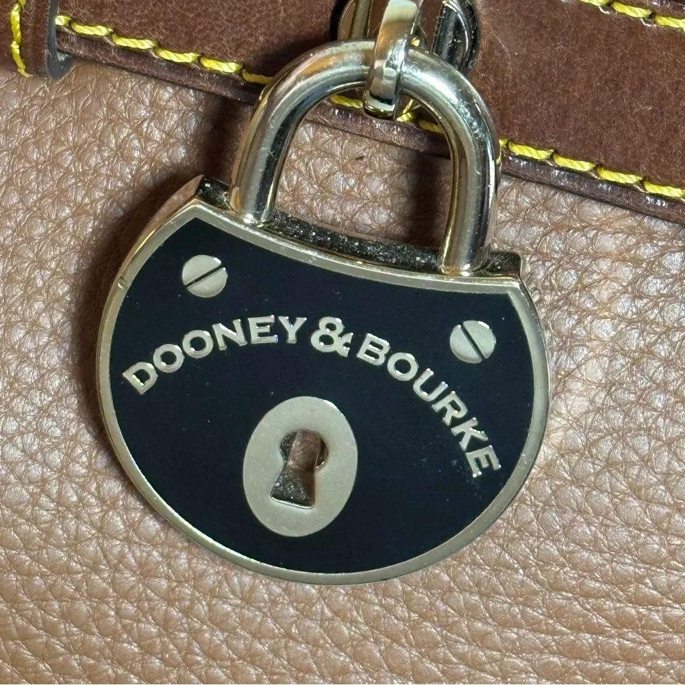 Dooney & Bourke Pebble Leather Satchel Shoulder Bag – Brown with Lock Detail - Picture 2 of 15